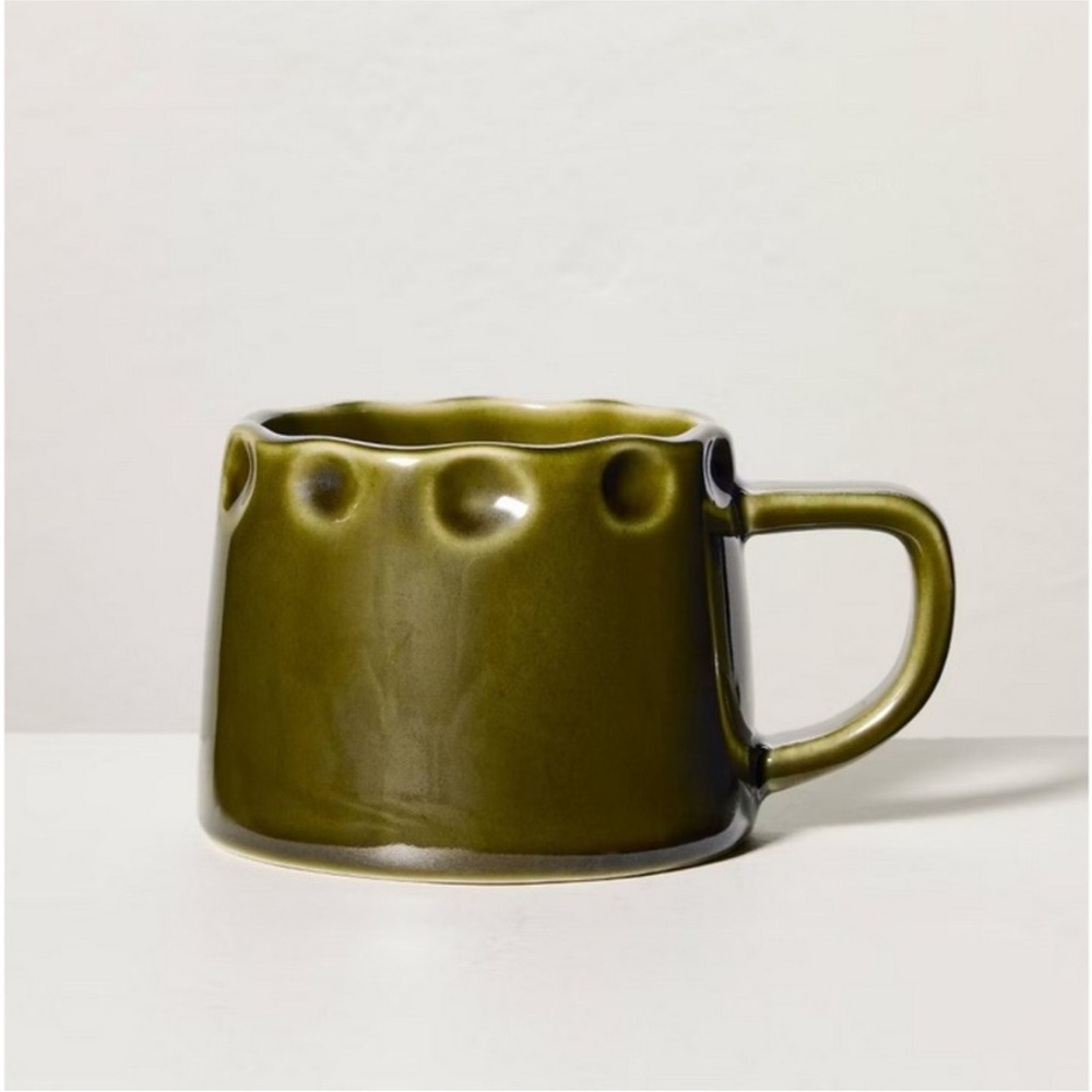 HEARTH & HAND NWT carved edge ceramic mug -green -10oz